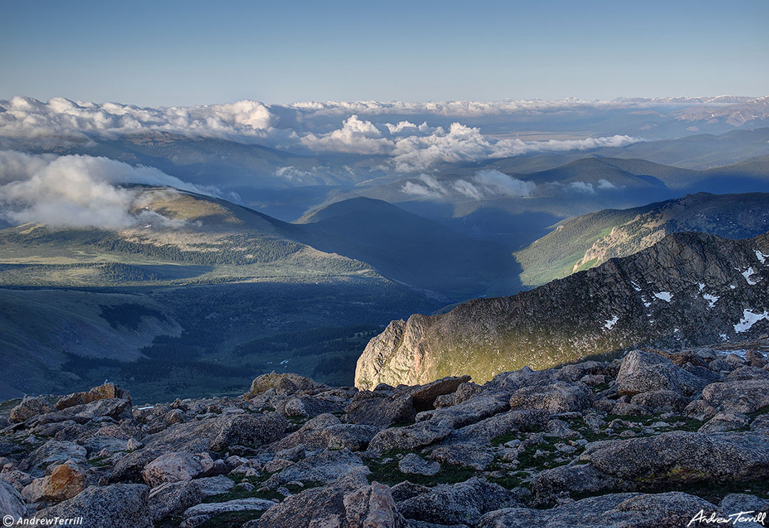 view west from the summit of mount blue sky Colorado 2 July 2023