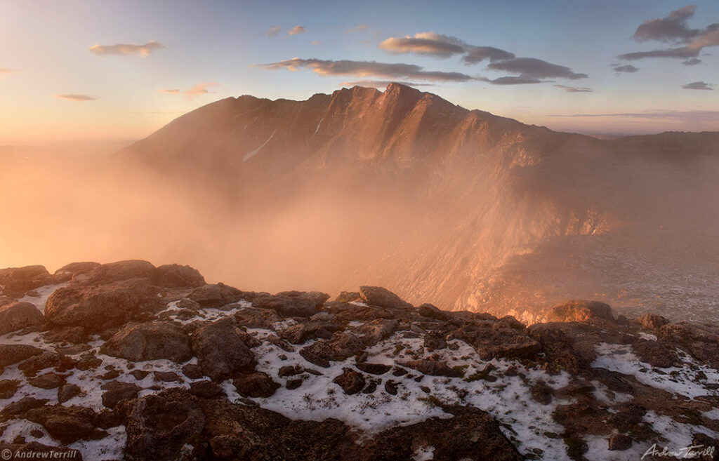 Sunrise mist Mount Evans Mount Blue Sky Mount Spalding 27 Aug 2023