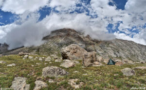 New Camp beneath Mount Blue Sky August 2023