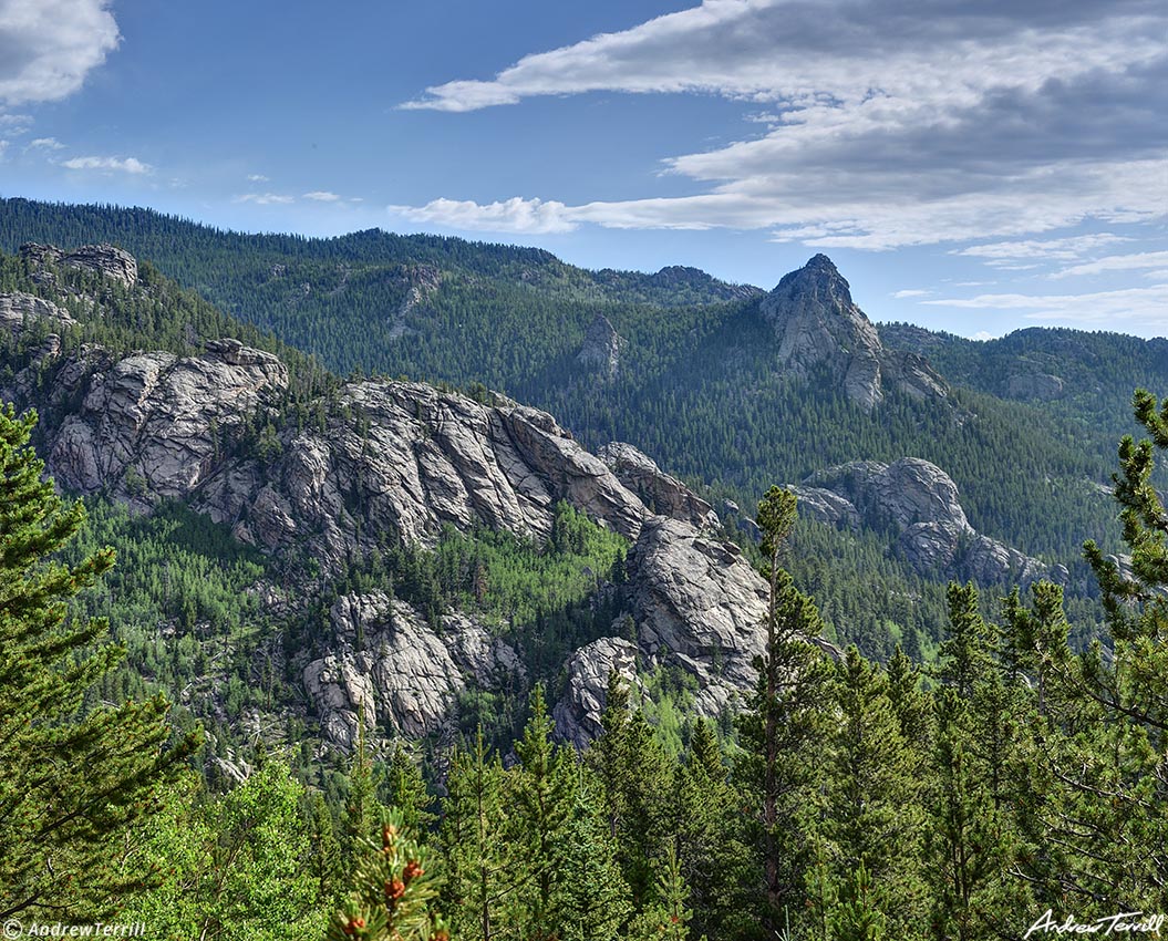 forest and rock outcrops colorado 28 july 2023