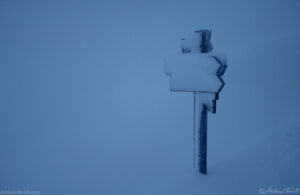 kinder scout winter signpost snow