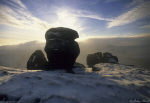 kinder scout winter sunset tors