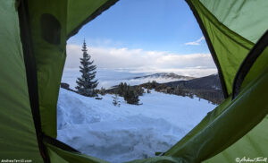 view from tent above the clouds - 20 april 2024