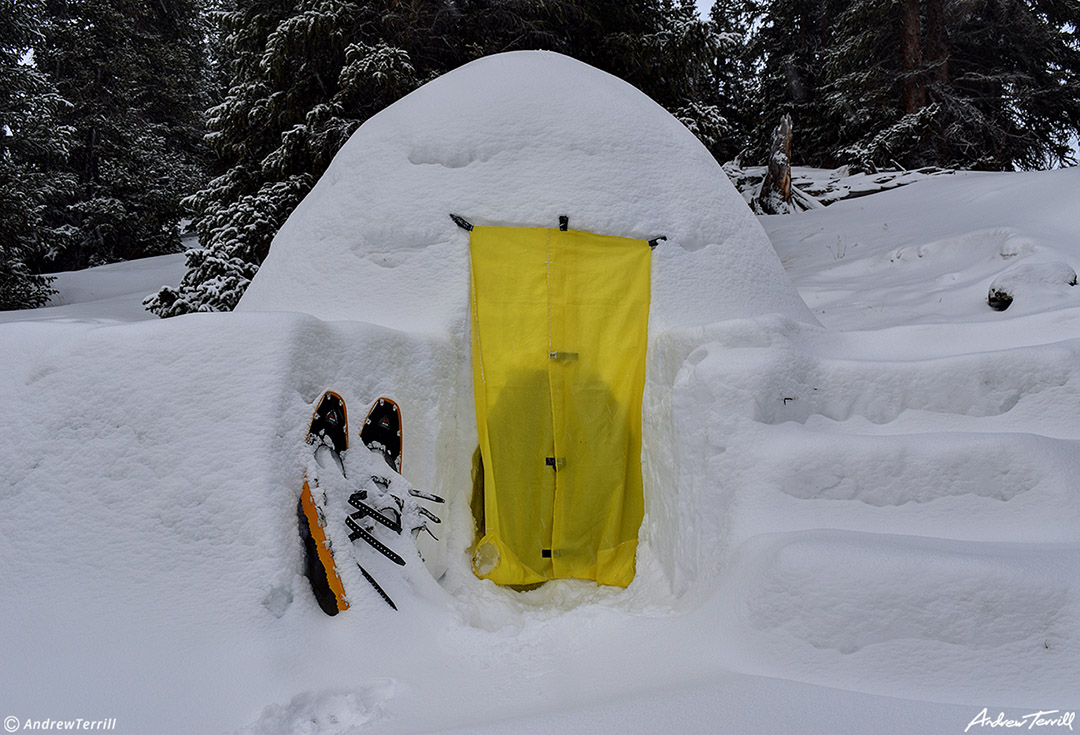 igloo entrance fresh snow