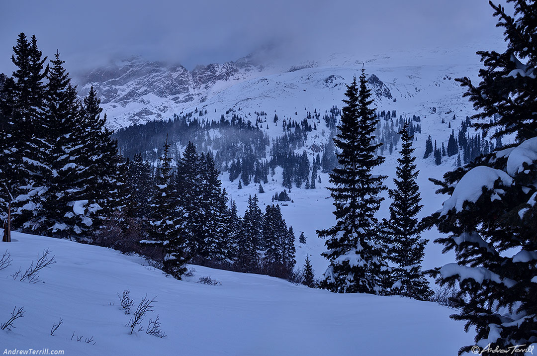 ethereal light evening colorado winter