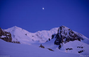 moonlight over the glaciers of Blüemlisalp switzerland alps