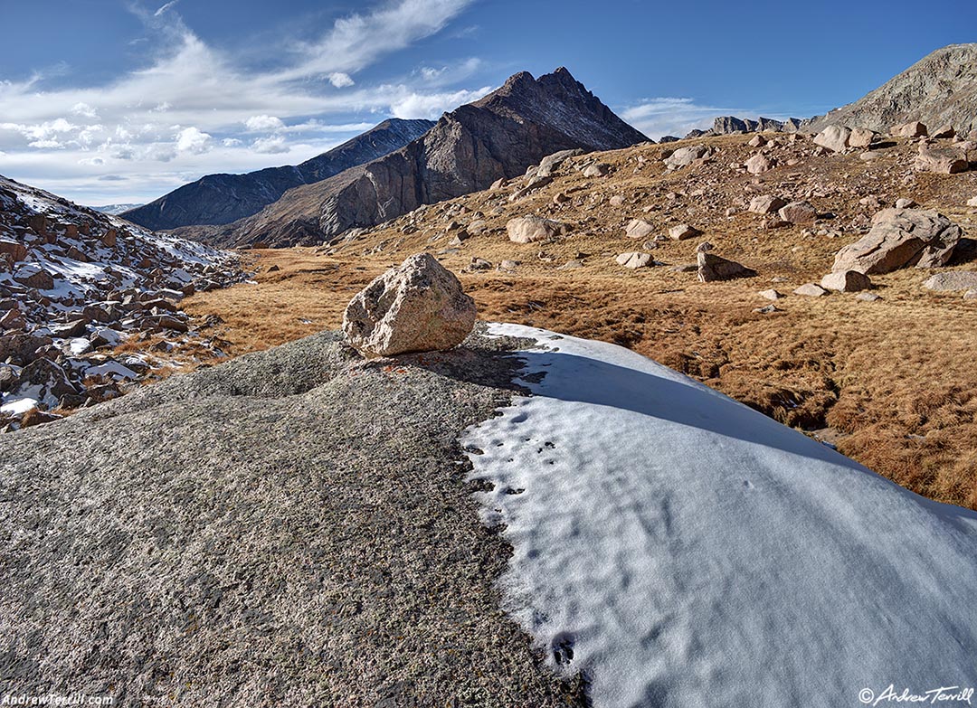 side valley rock and snow colorado 2 november 2024