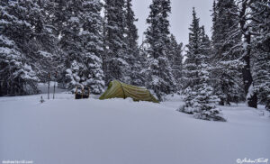 camp in the snow covered forest 30 december 2024